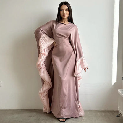 2025 Eid Arabic Muslim Women Modest Dress Luxury Dubai Abaya Islamic Party Lace-detailed Sleeves Robe Festival Turkey Outfit
