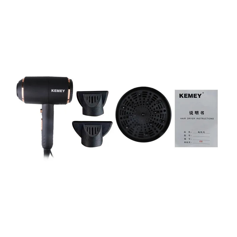 Kemei Powerful Electric Hair Dryer with Overheat Protection System New Hair Drying Machine No Hair Injury Water Ions Hair Blower