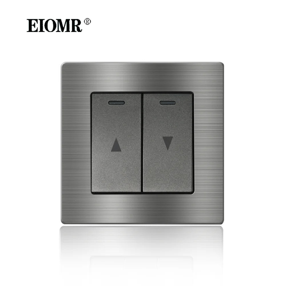 EIOMR Frankreich Standard-Steckdose, graue Aluminiumlegierung, Lichtschalter, RJ45, Fernseher, 220 V, 16 A, Wandsteckdosen für Haushaltsgeräte