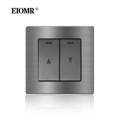 EIOMR Frankreich Standard-Steckdose, graue Aluminiumlegierung, Lichtschalter, RJ45, Fernseher, 220 V, 16 A, Wandsteckdosen für Haushaltsgeräte