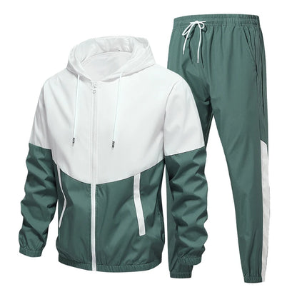 Spring and Autumn Men's Hooded Sports Leisure 2-piece Sets New Fashion Jacket and Pants Hip Hop Casual Running Sportswear Men