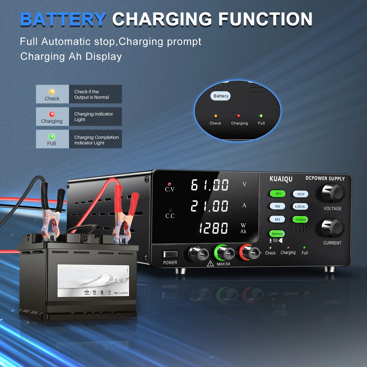 Professional Battery Charging Lab DC Power Supply 30V 60V 120V Adjustable Laboratory OCP OUTPUT 12V 10A Electric Vehicle Charger.