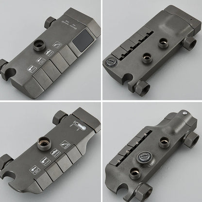 Rozin Black Smart Digital Display Shower Faucet Set Piano Style Rainlfall Bathroom System Grey Digital Mixer Tap Bidet Shower