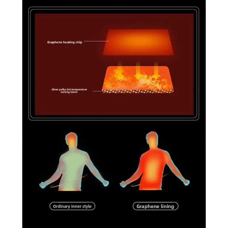 CHUJIE Men's autumn and winter fleece fashion graphenewarm hooded jacket outdoor hiking sports with thick fleece cardigan jacket.