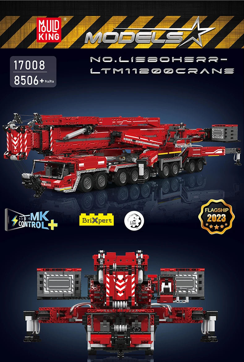 Mould King 17007 17008 Technical Truck Building Block Remote Control Liebherred LTM 11200 Crane Model Kids Christmas Car Toys.