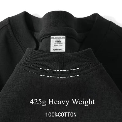 Heavy Wight 425 grams Men T Shirt Cotton Half Sleeve Brathable High Qaulity Round Neck Basic Tops Men Summer T-Shirt.