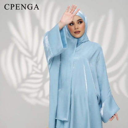 Two Piece Muslim Sets for Women Luxuru Dubai Hijab Abaya Dress Ramadan Saudi Arabia Modest Clothing Islamic Solid Church Outfits.