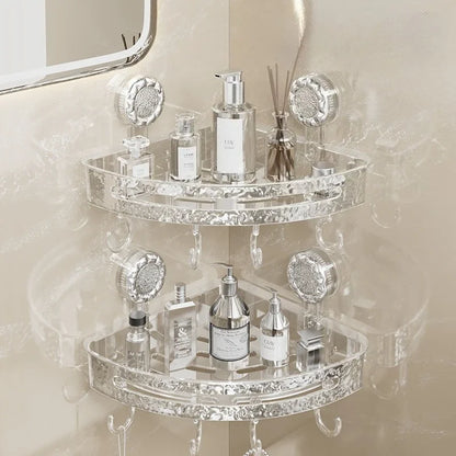 Eckregal mit gewelltem, nicht perforiertem Saugnapf, für Badezimmer, WC, Stativ, Duschregal, Wandmontage, Handtuch-Organizer, platzsparend