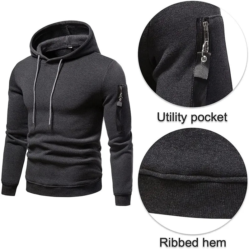 Men's Sportswear Set Two-piece Casual Jogging Warm Breathable Fitness Sportswear Set Military Tactical Hoodie + Trousers.