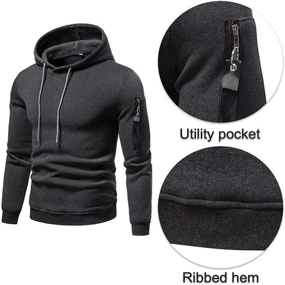 Men's Sportswear Set Two-piece Casual Jogging Warm Breathable Fitness Sportswear Set Military Tactical Hoodie + Trousers.