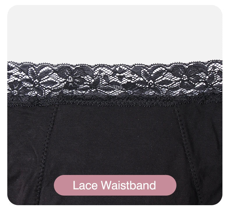 Mid-Waist Period Underwear for Women 4-Layer Anti-Leakage Super Absorbent Menstrual Panties for Daily Use Sports.