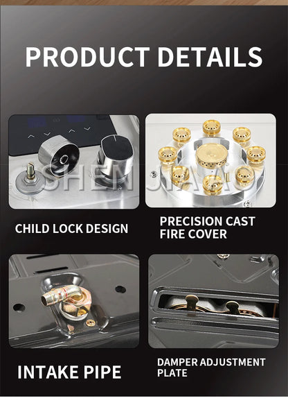 5KW Gas Stove Home Double Embedded Gas Stove Energy-saving Fierce Fire Stove Gas Cooktop Double hole gas stove.