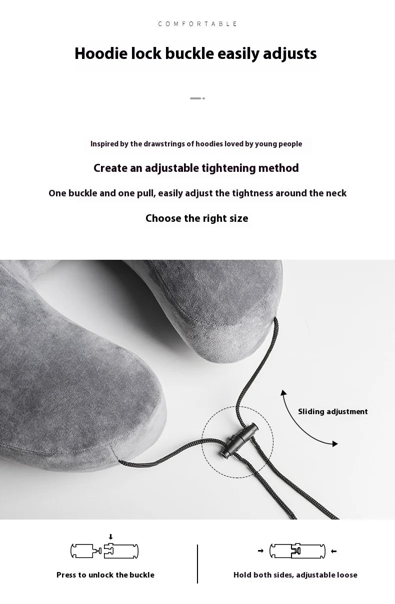 Outdoor U Shaped Memory Foam Neck Pillow Adjustable Portable Multifunctional Airplane Sleeping Support Massage Protection Pillow.