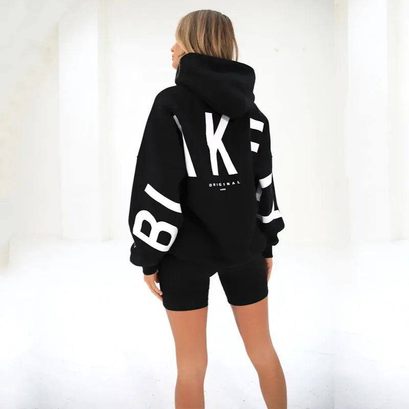 American Retro Letter Print Oversized Sweatshirt Women Harajuku Y2K Trendy Streetwear Top Chic Colorful Versatile Casual Hoodie.