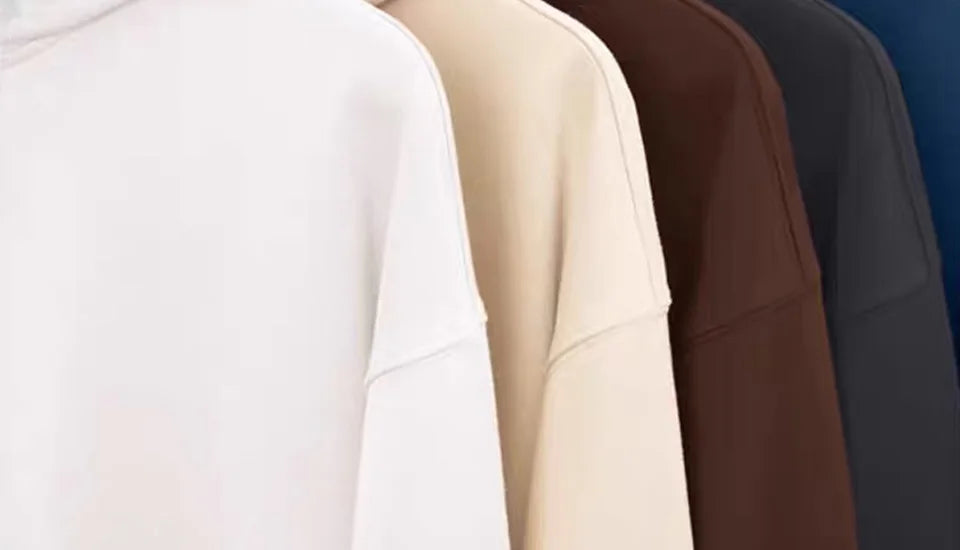 470G-570G HeavyWeight Cotton New Autumn Casual Men's Top Solid Color Loose Pullover Hoodies Sweatshirt Long-Sleeve Men Clothing.