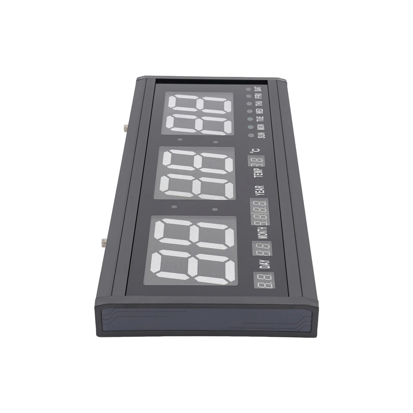 220 V große LED-Digital-Wanduhr, Zeit, Temperatur, Datum, Woche, Anzeige, automatischer Dimmer, leuchtende, leise Tischuhr, Wanduhr, 48 x 19 cm