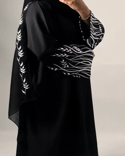 Muslim Women Dress Elegant Black Embroidery Abaya Long Robe Dubai Luxury Eid Ramdan Prayer Dress Kebaya Kaftan Moroccan Dresses.