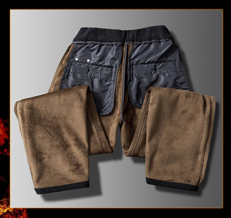 Khaki Black Gray Fleece Men's Corduroy Casual Pants Chenille Thick Stretch Business Trousers Mid-rise Brand Winter Thermal Pants.