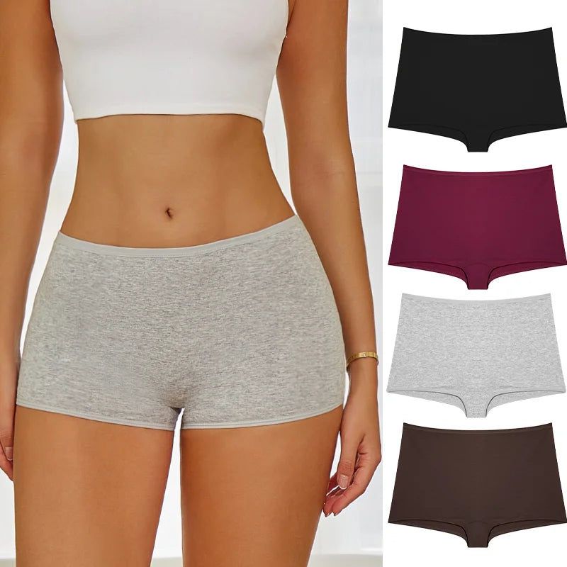 New Women's Panties Cotton Seamless Sports Boxers Underwear Female Solid Color Briefs Cozy Lingerie Intimate Underpants XS-XL.