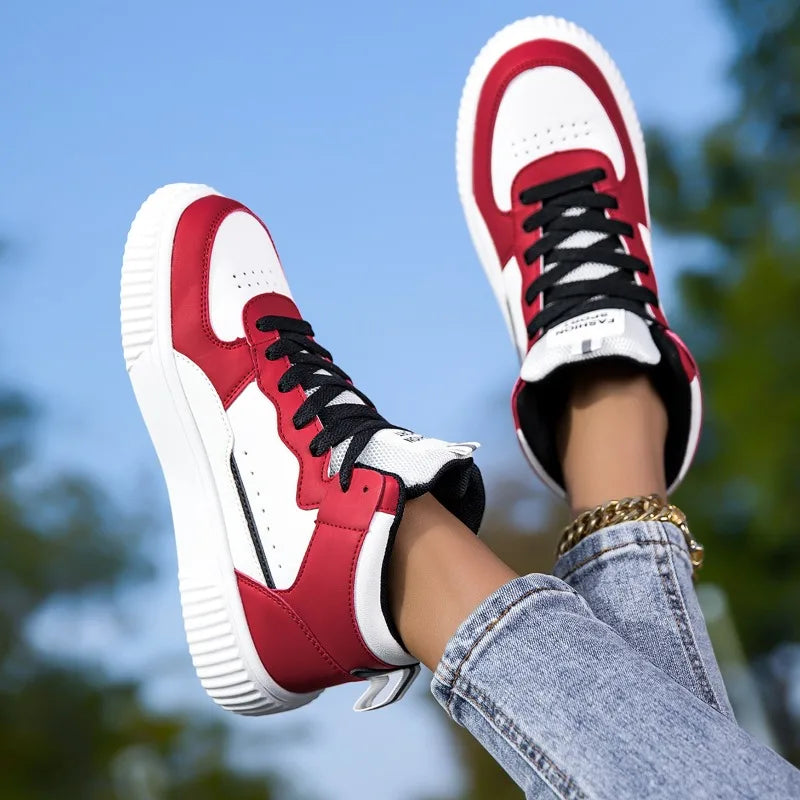 YRZL High Top Sneakers Unisex Waterproof Pu Leather Lightweight Sports Shoes Wear Resistant Tennis Shoes for Men Women