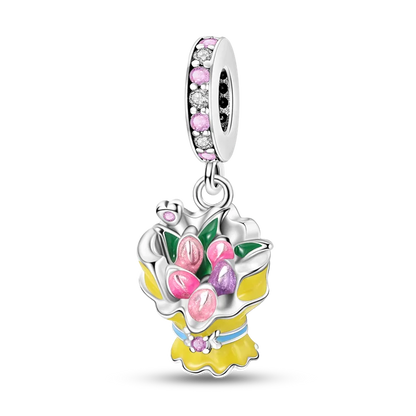 Flowers Series 925 Sterling Silver Sunflowers Tulip Carnation Charms Fit Original Bracelet  For Women Jewelry Making