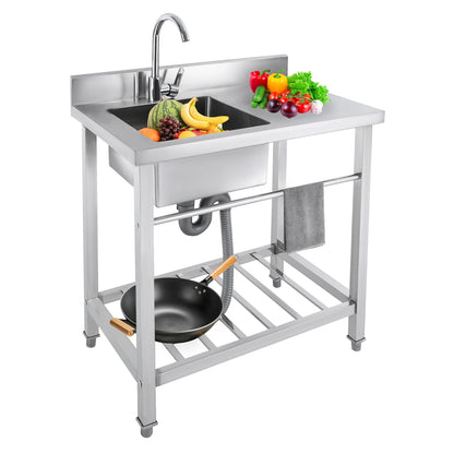 Edelstahl-Küchenspüle, freistehende Einzelschüssel-Werkbank für den Außenbereich, quadratische Küchenspülen, Tragfähigkeit 100 kg