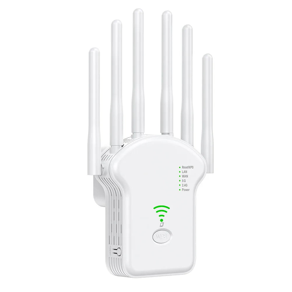 1200Mbps 5GHz Wireless WiFi Repeater WiFi Signal Booster Dual-Band 2.4G 5G WiFi Extender 6 Antenna Network Amplifier WPS Router
