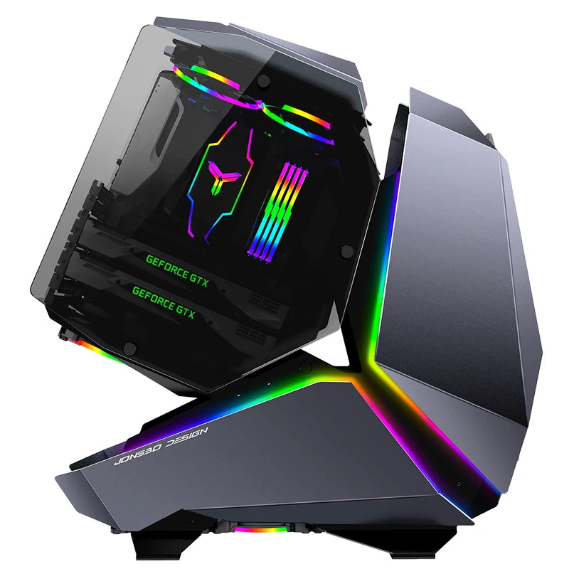JONSBO MOD-5 Game E-sports Case All Aluminum Special-shaped Glass Chassis Support ATX Motherboard 360 Water-cooled 5V ARGB.