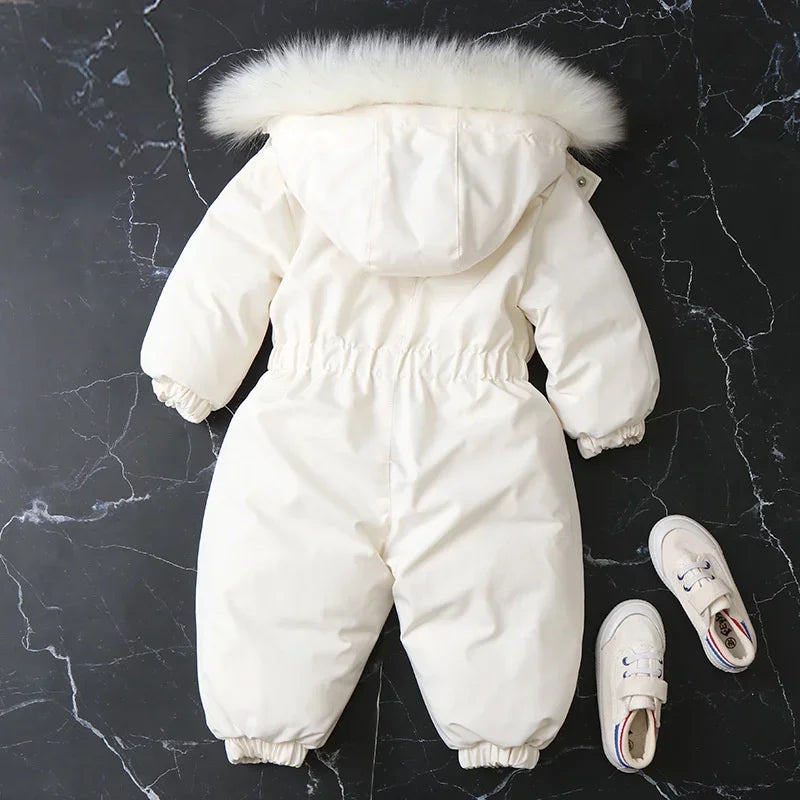 Plus Dicke Samt Bodys Kleidung Winter Baby Wasserdicht Mit Kapuze Einteiliges Mädchen Jungen Overalls Ski Anzug Infant Dicke Warme strampler.
