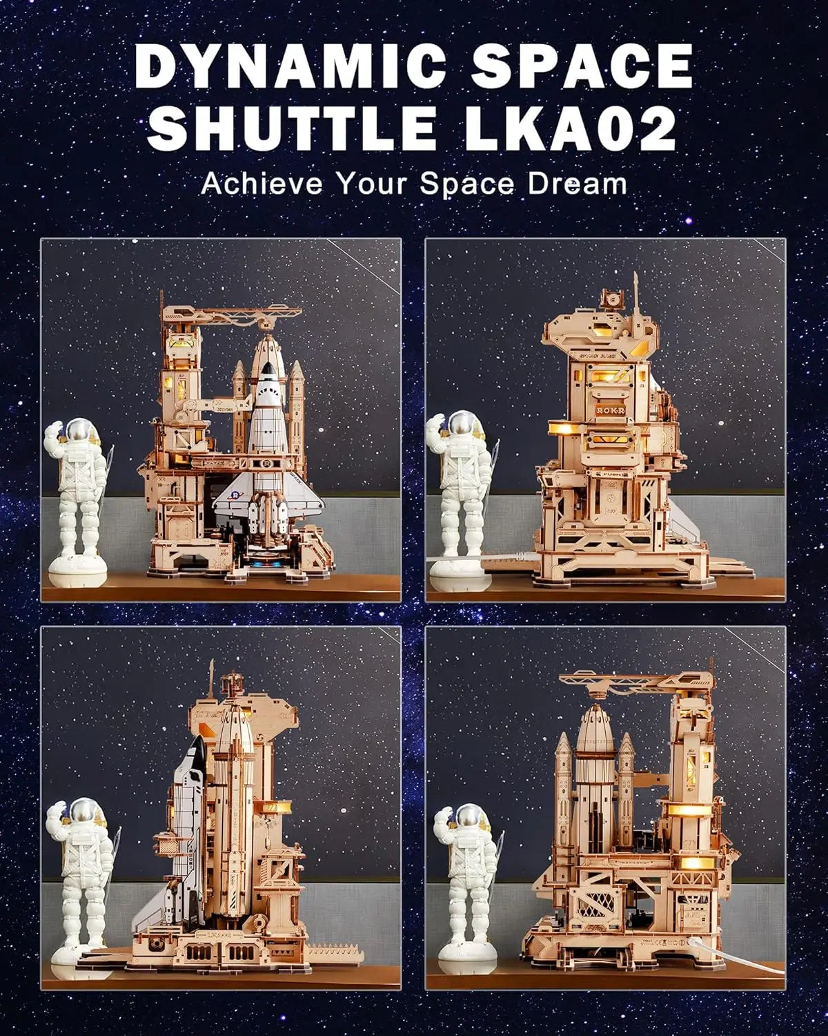 Robotime Rokr 3D Wooden Puzzle Space Shuttle Model Kits For Adults To Build STEM Toy Gift LKA02.