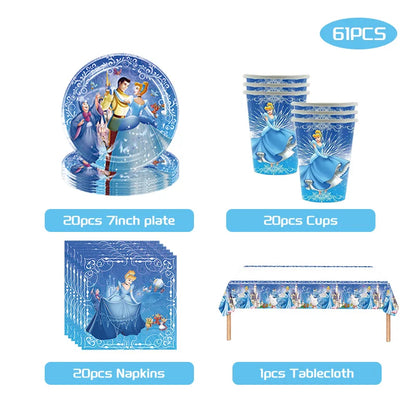 Disney Cinderella Geburtstag Dekoration Party Liefert Hintergrund Geschirr Set Luftballons Dekoration Party Gefälligkeiten Für Kinder Geburtstag.