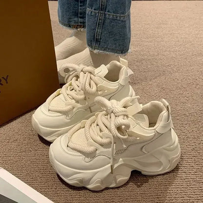 Women Chunky Platform Sneakers Women Autumn Fashion Breathable Mesh Sport Casual Sneakers Female Thick Bottom Vulcanized Shoes.