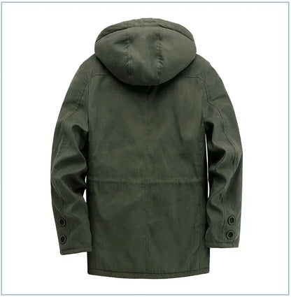 Men's Jacket WINTER USA SIZE Large SIZE Lamb Fleece JACKETS Hooded Cotton Thickened Multi Pocket Casual Mid length Coat.