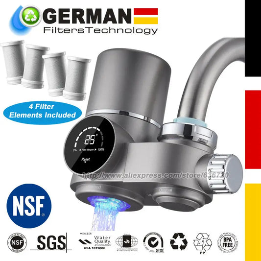 Faucet Mount Water Filter,with UV Light and LED Display Tap Water Purifier, Reduces Lead Chlorine Heavy Metals.