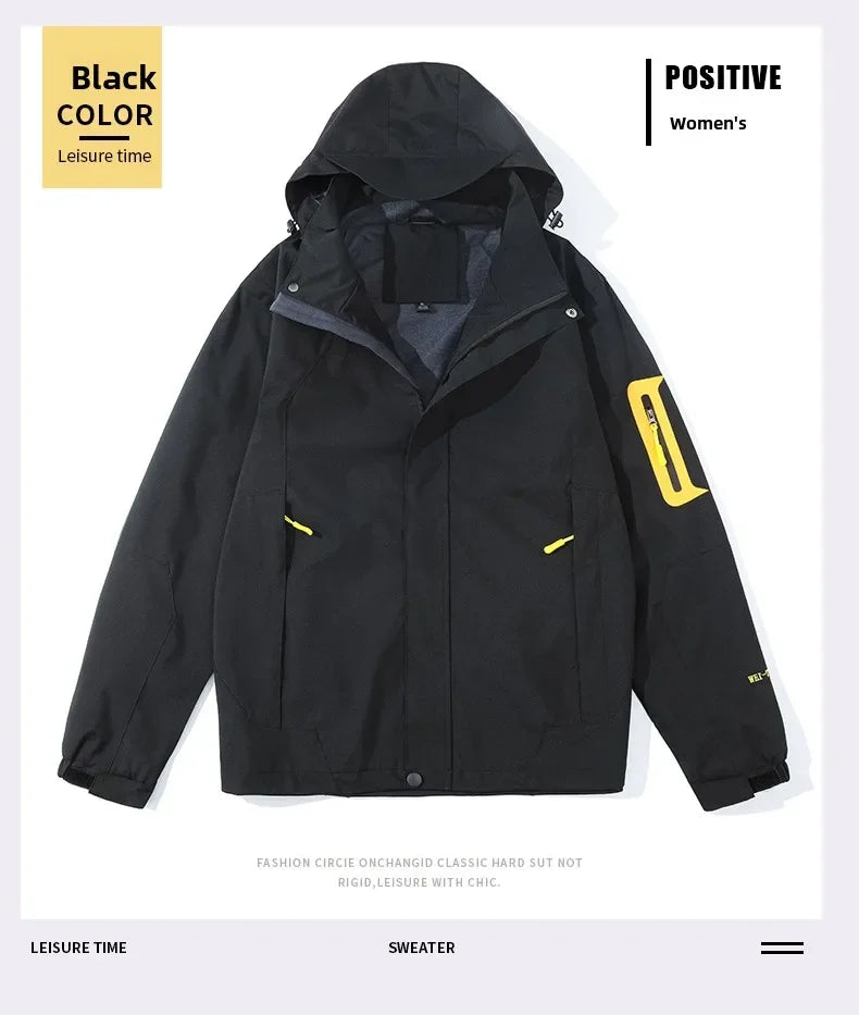 Men's Single-layer Hiking Jacket Patchwork Hooded Hiking Coat Men Color Block Windbreaker Jackets Outdoor Mountaineering Coats