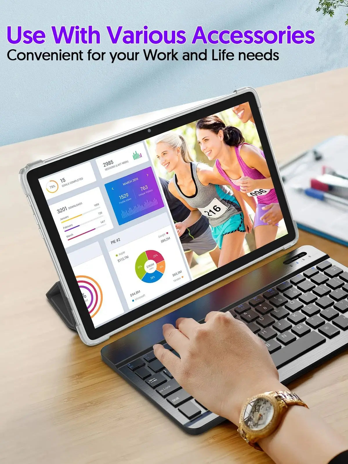 Android 14 tablet, with keyboard, mouse, protective case, stylus, 8(4+4) GB+128GB, octa-core processor, GMS certification.