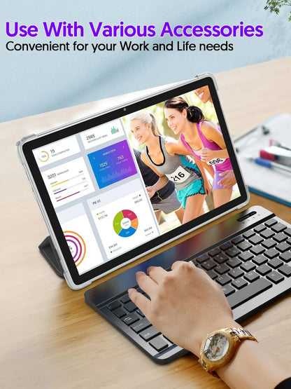 Android 14 tablet, with keyboard, mouse, protective case, stylus, 8(4+4) GB+128GB, octa-core processor, GMS certification.