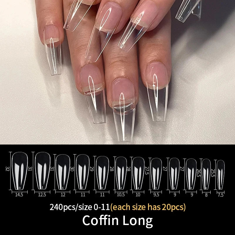 Fake Nail Press on Tips for Nails Extension Full False Acrylic Finger Short Artificial American Capsules Long Soft Gel Almond.
