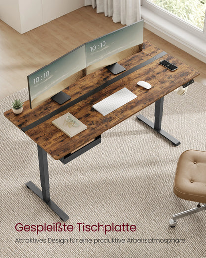 VASAGLE Höhenverstellbarer Schreibtisch elektrisch, 70 x 160 cm , stufenlos verstellbar, Memory-Funktion mit 4 Höhen