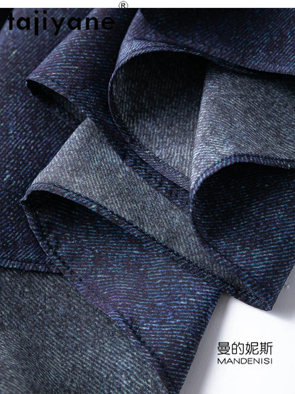 TAJIYANE 100% Maulbeerseide Kleid Frau Sommer 2025 Elegante Lange Kleider Denim Gedruckt Party Kleider Damen Kleidung Vestidos.