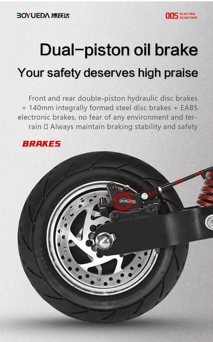 BOYUEDA Q7 PRO Adult EScooter 1600W*2 Dual Motor Foldable City E-Scooter 52V19AH 10” Tire Off-Road Electric Scooter.