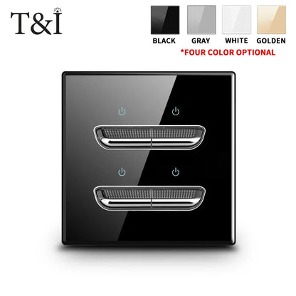 Schaltsteckdose aus gehärtetem Glas, selbstrückstellend, 1 2 3 4 Gang, Wandpaneel nach europäischem Standard nach britischem Standard mit Kontrollleuchte, 86 x 86 mm.