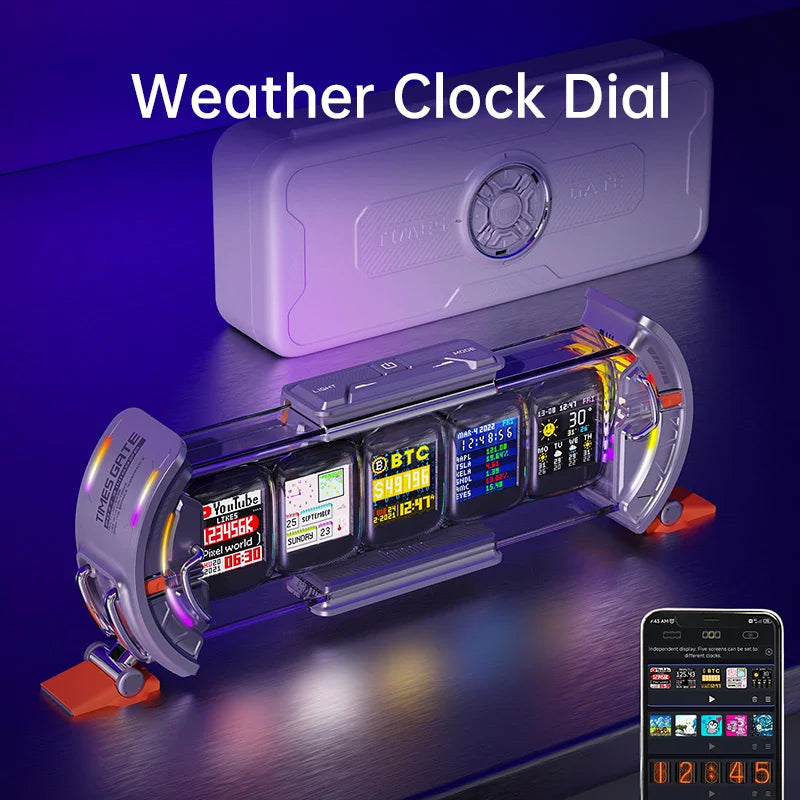 Divoom Times Gate - Cyberpunk Gaming Setup Digital Clock with Smart APP Control, WiFi Connect, RGB LED Display,.