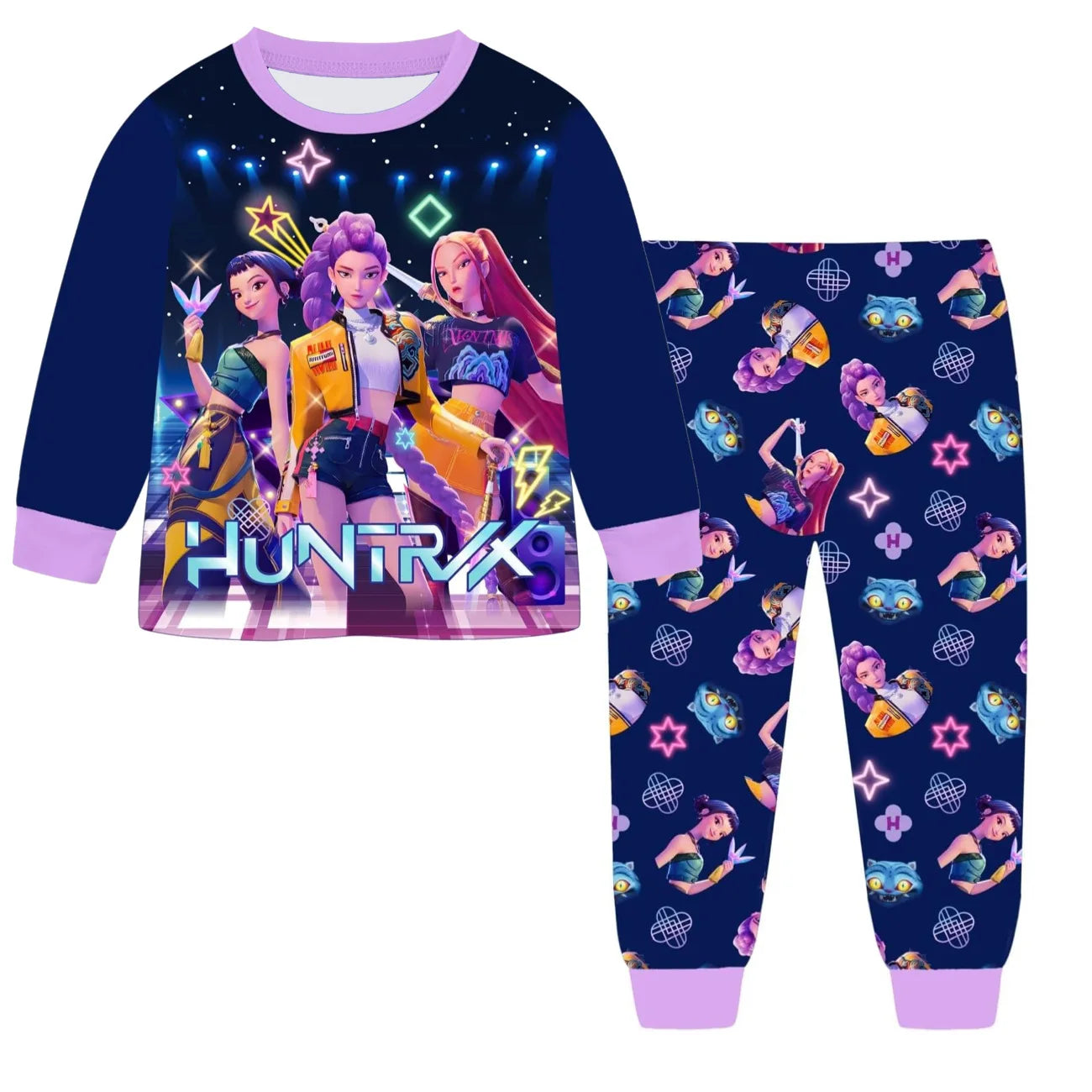 Movie Kpop Demon Hunters Kids Clothes Set Pajamas Sets Boys Daily Nightgowns Girls Long Sleeve T Shirt+Pants 2pcs Set.