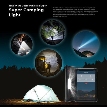 HOTWAV R9 Pro Rugged Tablet Android 14 11" FHD+ 20080mAh Pad 64MP Rear Camera 6GB 256GB Tablet PC With Super Camping light.