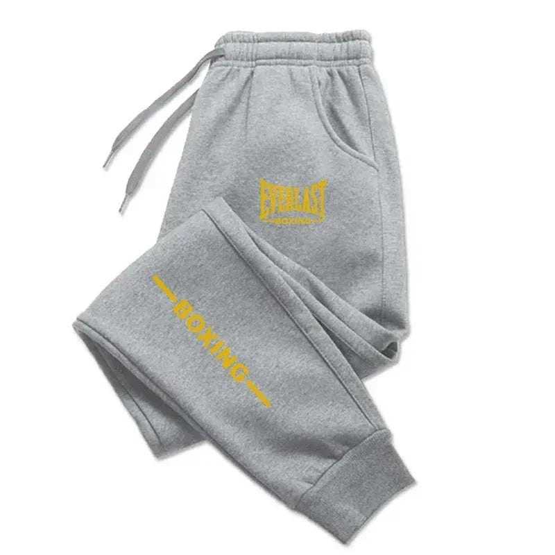 2025 Autumn Winter EVERLAST Printed Running Pants Men Women Outdoor Sports Fitness Pants Jogging Fleece Casual Sports Pants.