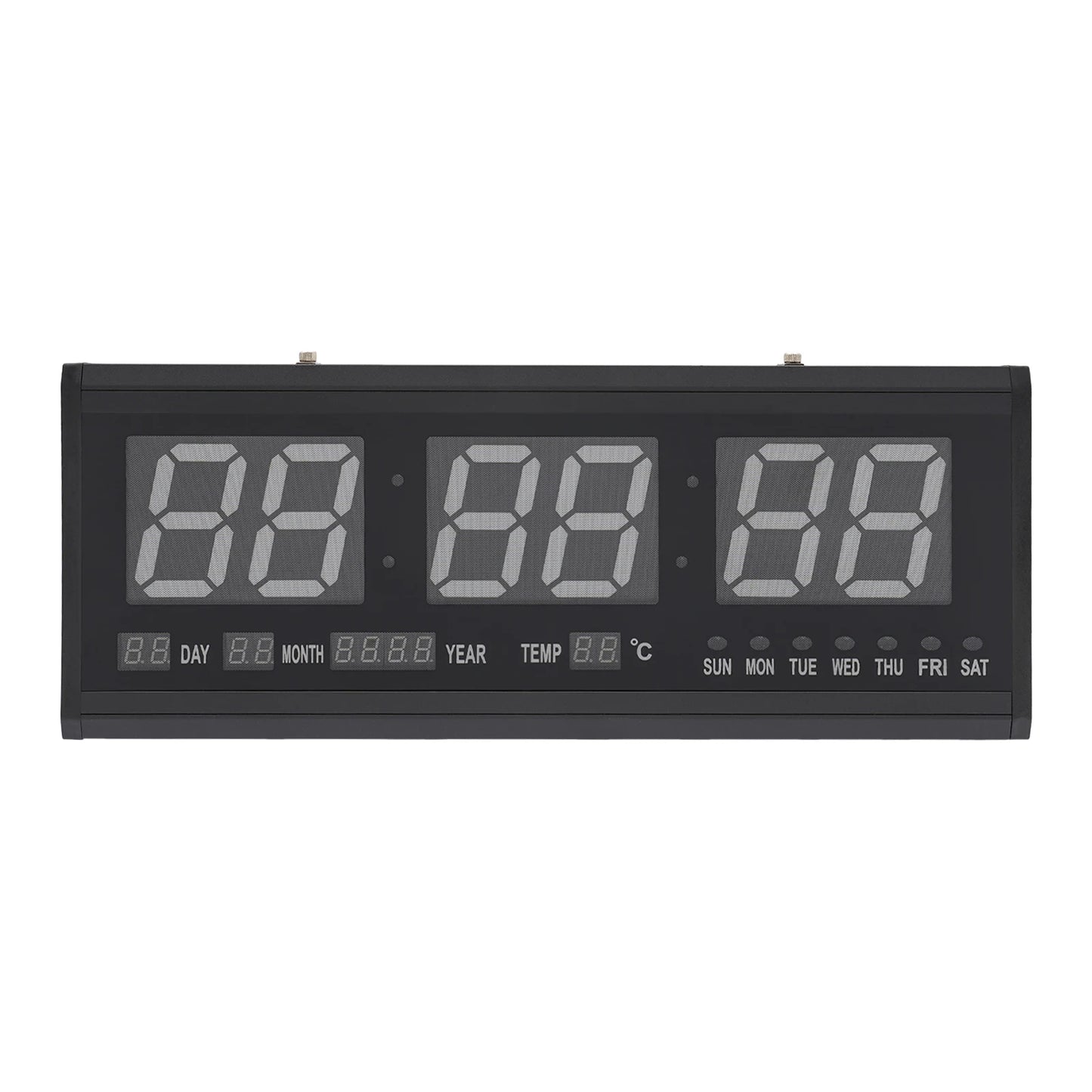 220 V große LED-Digital-Wanduhr, Zeit, Temperatur, Datum, Woche, Anzeige, automatischer Dimmer, leuchtende, leise Tischuhr, Wanduhr, 48 x 19 cm