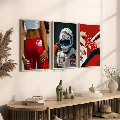 Red Prints Fashion Poster Canvas Painting Red Fashion Wall Art Decor Trendy Aesthetic Poster Hypebeast Racecar Wall Decoration.