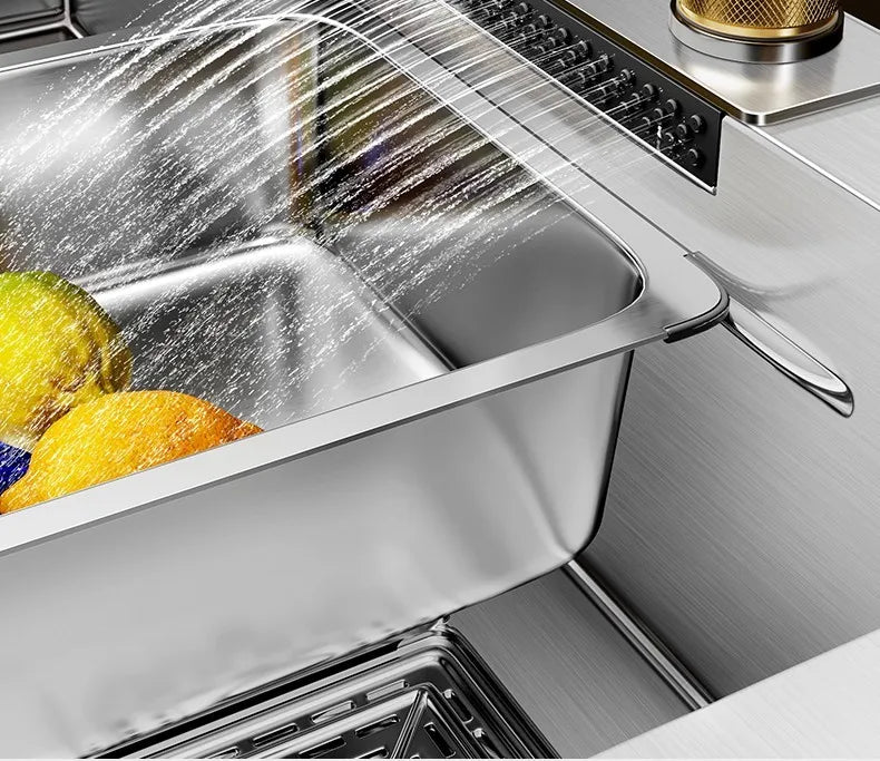 304 Stainless Steel Sink Waterfall Large Single Slot Kitchen Sink Vegetable Sink Stainless Steel Sink Household Sink