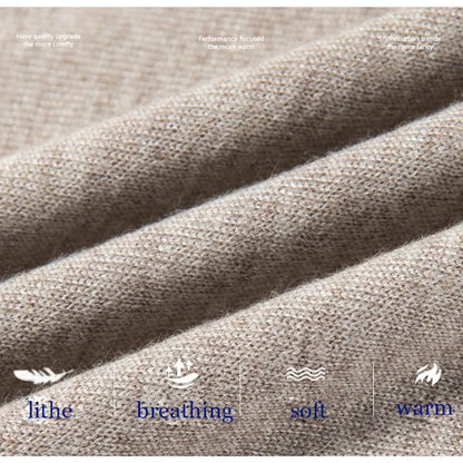 Men's Fashion Cashmere Sweater 100% Merino Wool Pullover Casual Loose POLO Knitted Bottom Shirt Jacket for Autumn Winter.